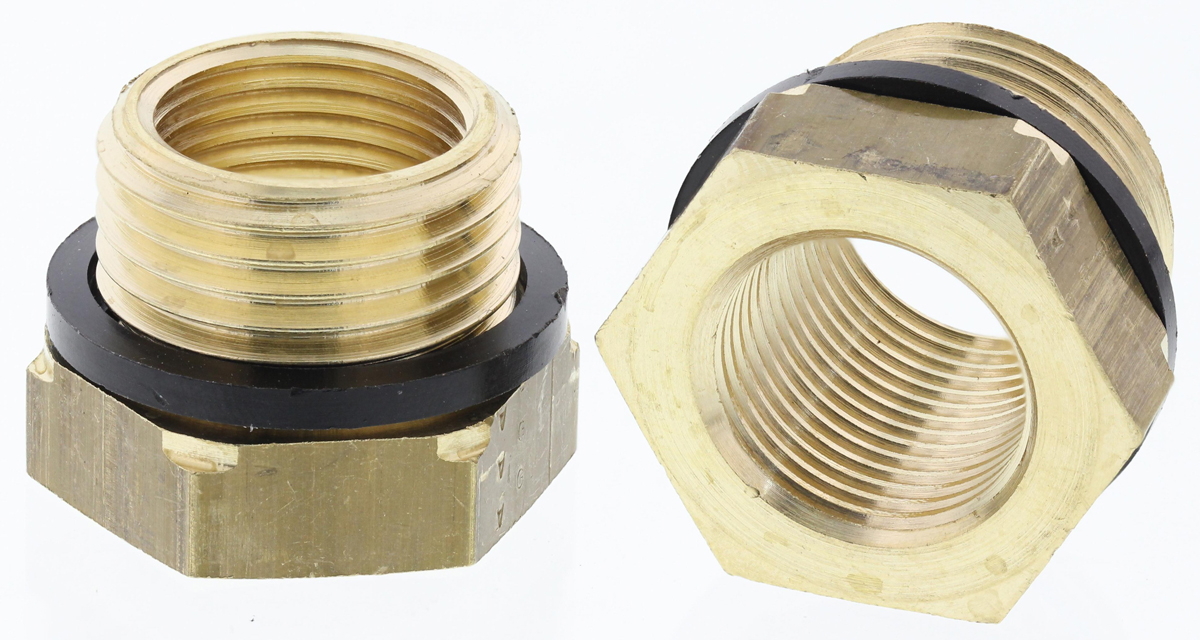 Legris Pneumatic Fitting Brass Pipe Fitting, Straight Threaded Threaded Reducer, Male 1/2 in to Female 3/8 in