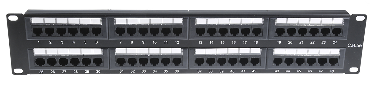 556-708 RS PRO Cat5e 48 Port RJ45 RJ Patch Panel UTP 2U Black