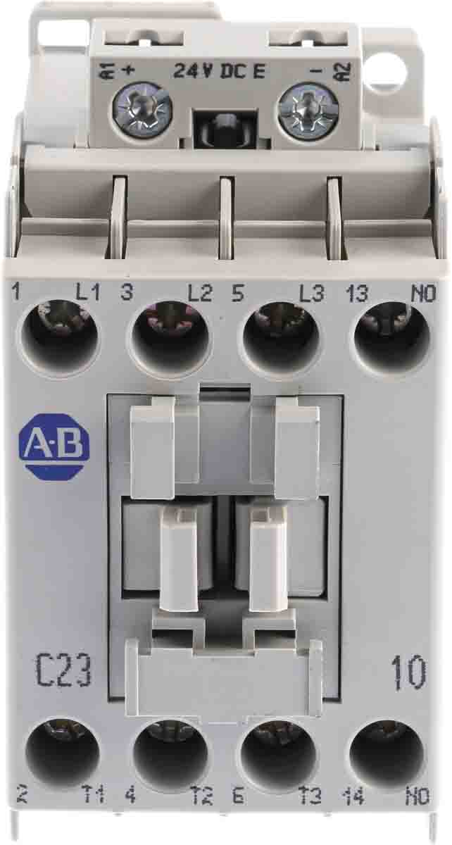 100-c23ej10 Allen Bradley 100C Contactor, 24V dc Coil, 3-Pole, 23 A, 11 kW 24V dc, 3 NO, 690V ac