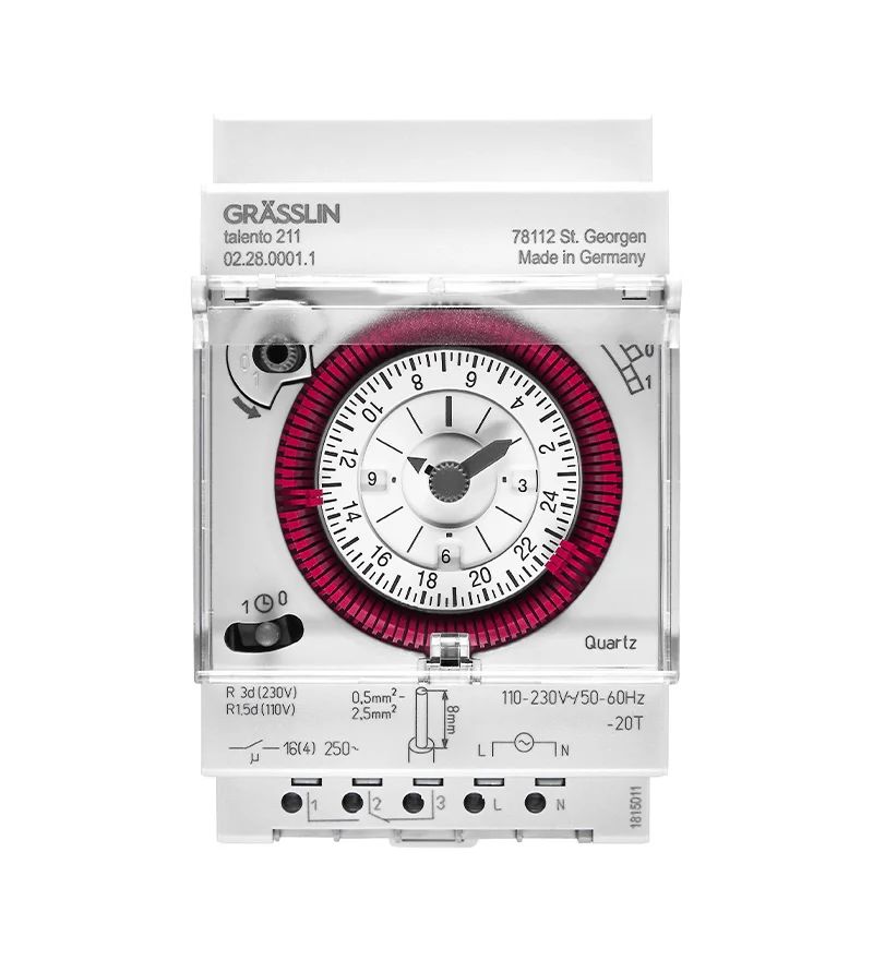 022800011 Grasslin Analogue DIN Rail Time Switch 230V ac