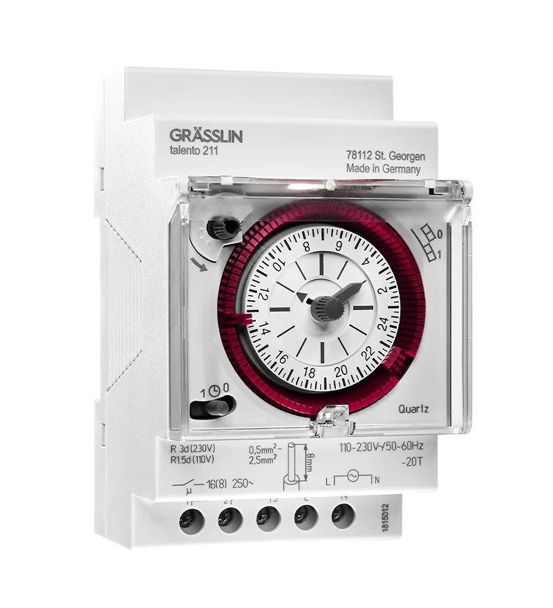 Grasslin Analogue DIN Rail Time Switch 230V ac