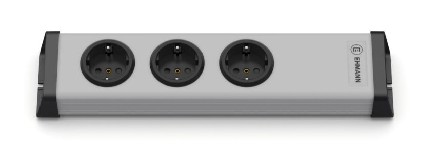 Bodo Ehmann Type F - German Schuko 3 Gang Socket Bar, 16A, 230V RCD Protected