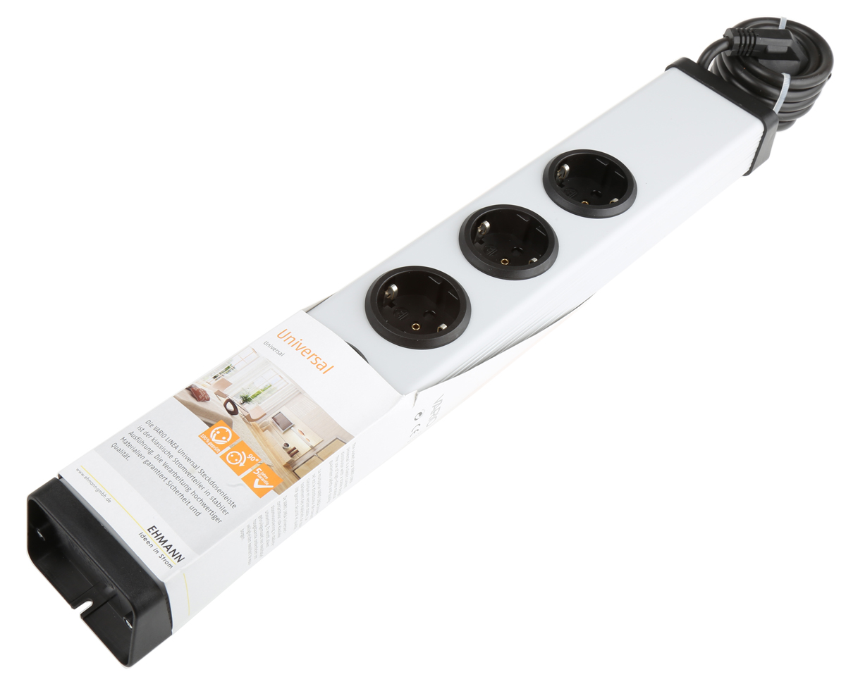 Bodo Ehmann Type F 5 Gang Socket Bar, 1.5m Cable, 16A, 250V