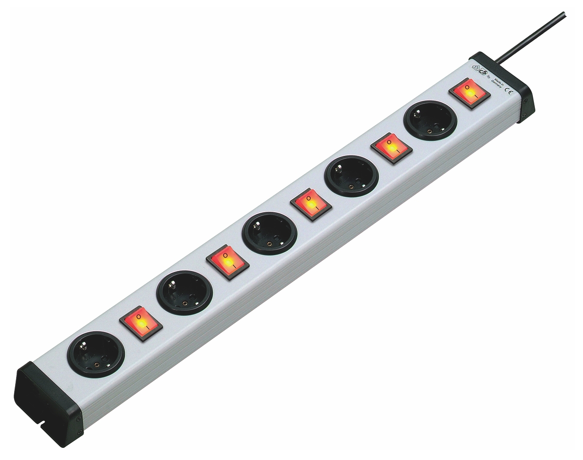Bodo Ehmann Type F 5 Gang Socket Bar, 1.5m Cable, 16A, 250V