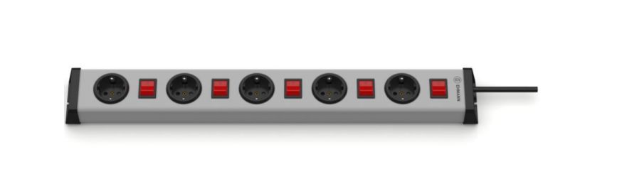 Bodo Ehmann Type F - German Schuko 5 Gang Socket Bar, 3m Cable, 16A, 250V