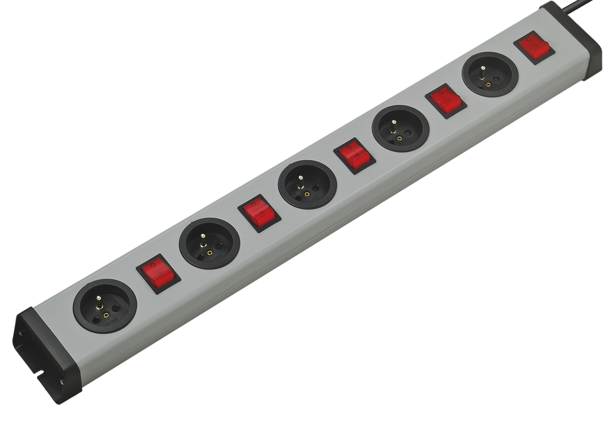 Bodo Ehmann Type E - French 5 Gang Socket Bar, 1.5m Cable, 16A, 250V