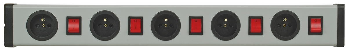 0202x02052301b Bodo Ehmann Type E - French 5 Gang Socket Bar, 1.5m Cable, 16A, 250V