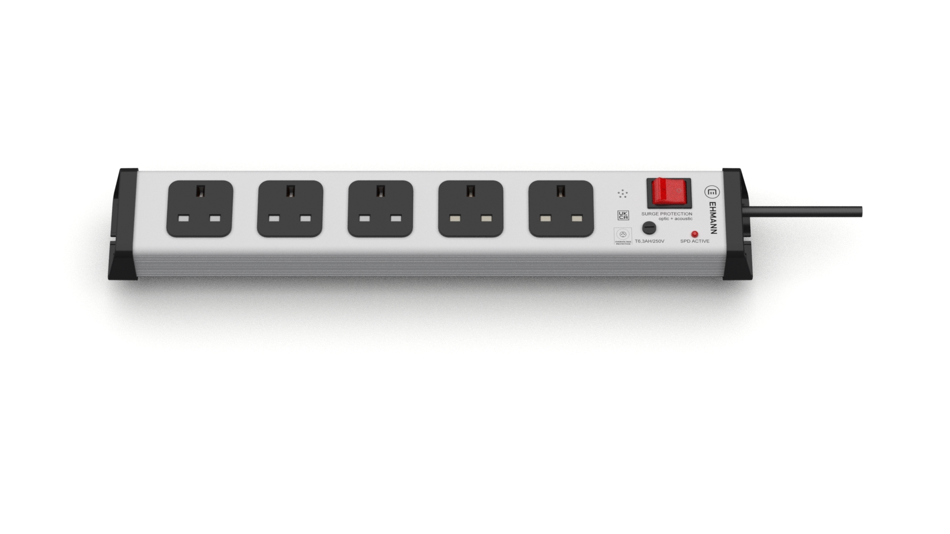 Bodo Ehmann Type G 5 Gang Socket Bar, 1.5m Cable, 13A, 230V Fused Surge Protection