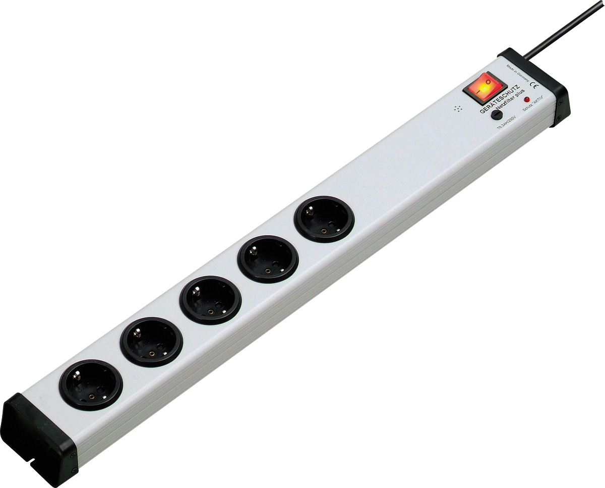 Bodo Ehmann Type F 5 Gang Socket Bar, 1.5m Cable, 16A, 250V Surge Protection