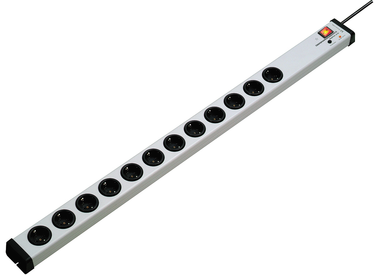 Bodo Ehmann Type F 12 Gang Socket Bar, 1.5m Cable, 16A, 250V Surge Protection