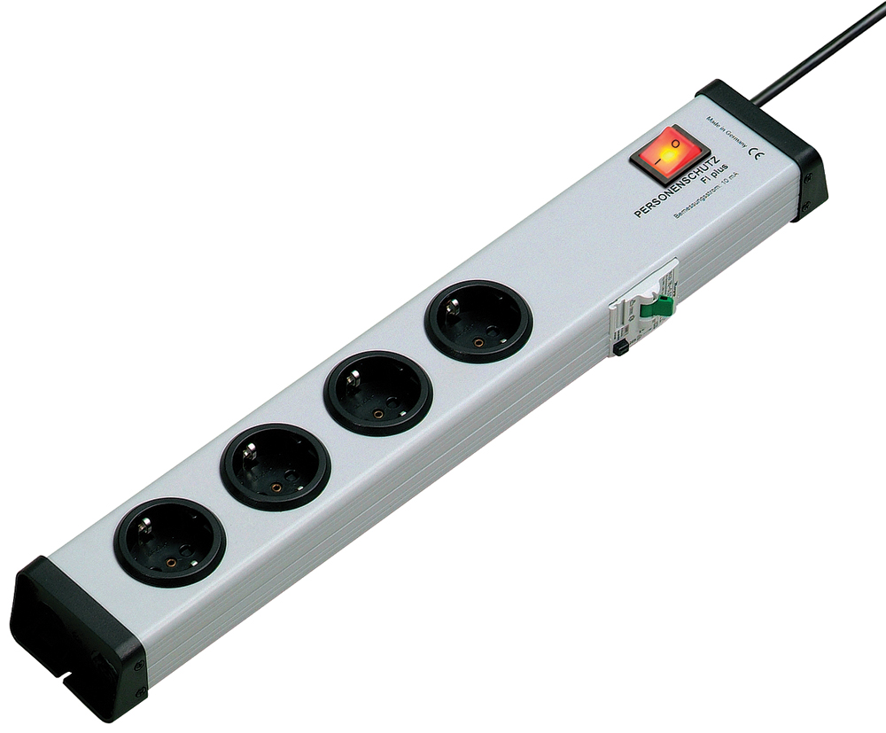Bodo Ehmann Type F 4 Gang Socket Bar, 1.5m Cable, 16A, 250V RCD Protected