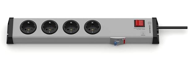 Bodo Ehmann Type F - German Schuko 4 Gang Socket Bar, 3m Cable, 16A, 250V RCD Protected
