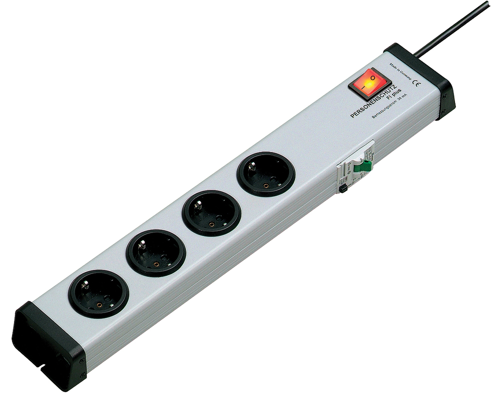 Bodo Ehmann Type F 4 Gang Socket Bar, 1.5m Cable, 16A, 250V RCD Protected