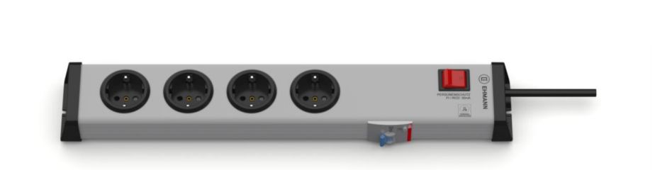 Bodo Ehmann Type F - German Schuko 4 Gang Socket Bar, 3m Cable, 16A, 25V RCD Protected