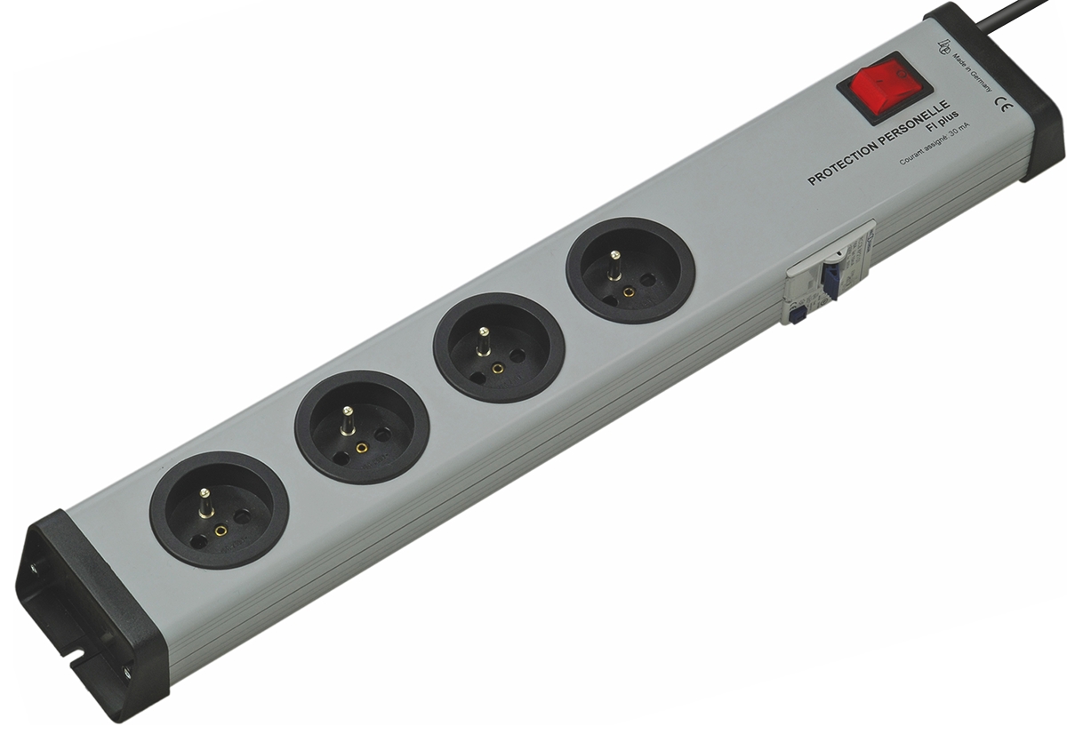 Bodo Ehmann Type E 4 Gang Socket Bar, 1.5m Cable, 16A, 250V RCD Protected