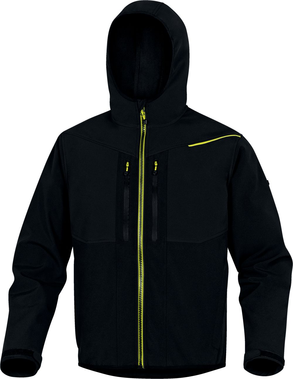 Delta Plus HORTEN2 LIGHT Black, Yellow, Breathable, Waterproof Softshell Jacket, XXL