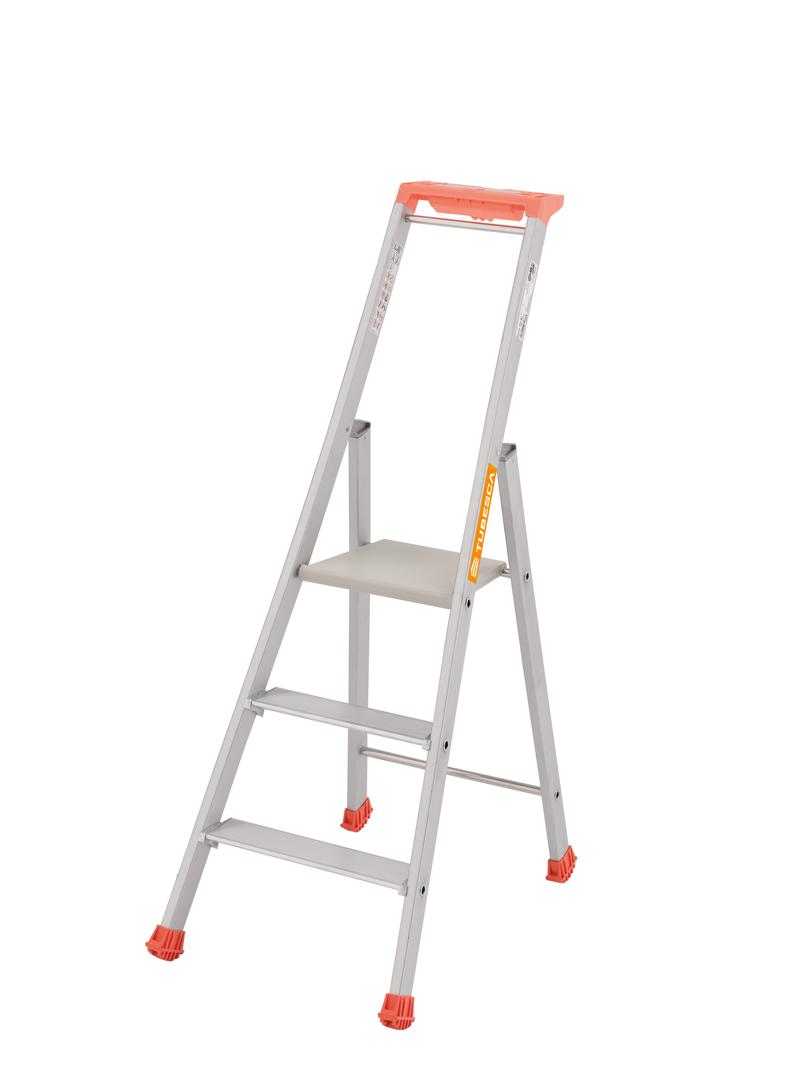 TUBESCA Anodised Aluminium 3 steps Step Ladder, 49m platform height, 66 m open length