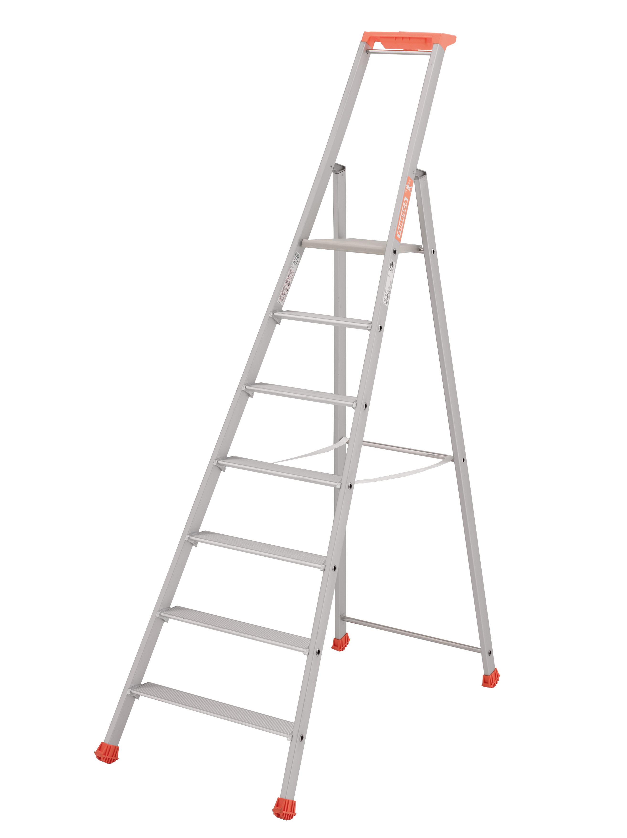 TUBESCA Anodised Aluminium 7 steps Step Ladder, 1.54m platform height, 2.19 m open length