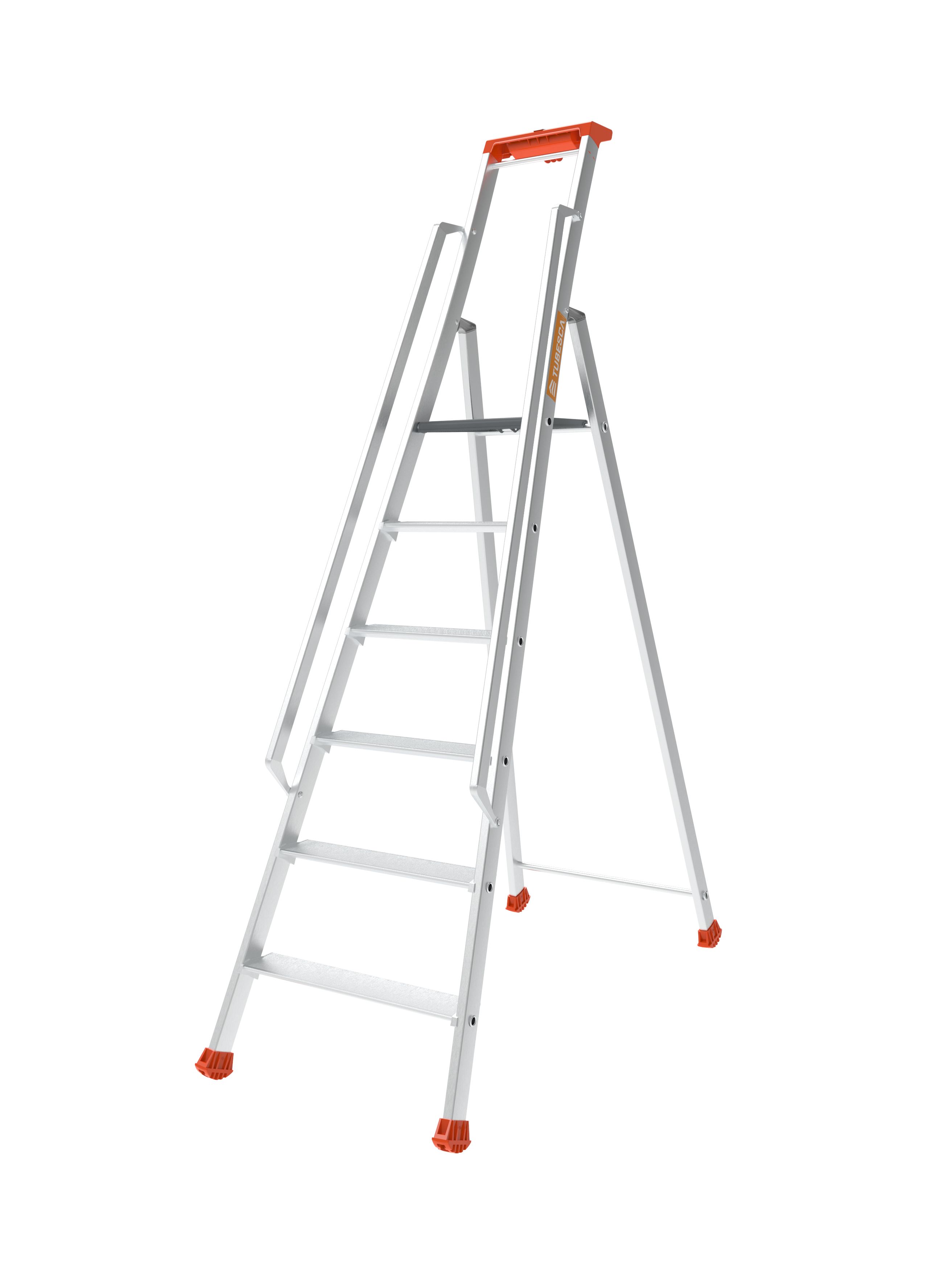 02370009 TUBESCA Anodised Aluminium 9 steps Step Ladder, 1.98m platform height, 3.98 m open length