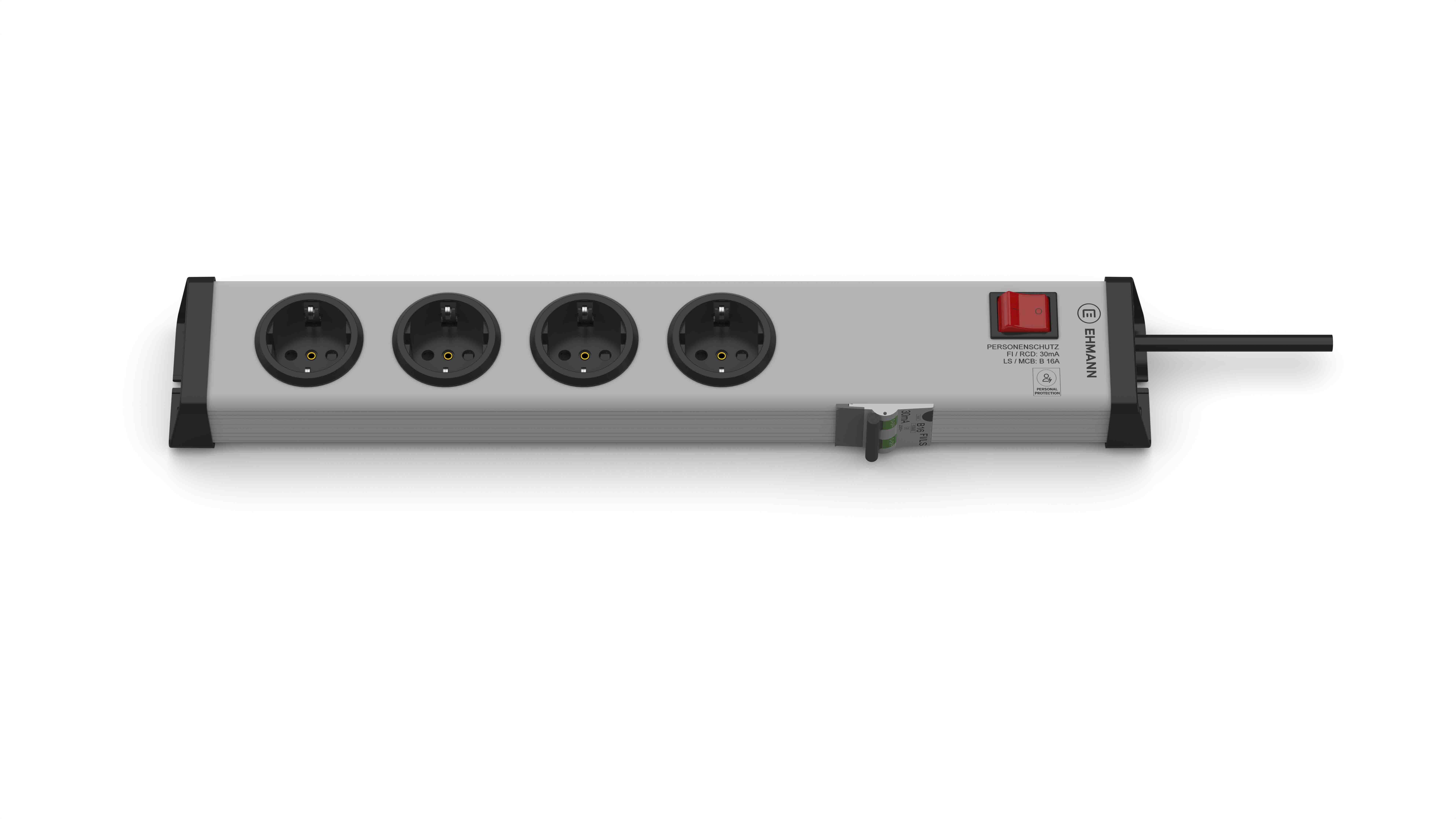 Bodo Ehmann Type F 4 Gang Socket Bar, 1.5m Cable, 16A, 230V