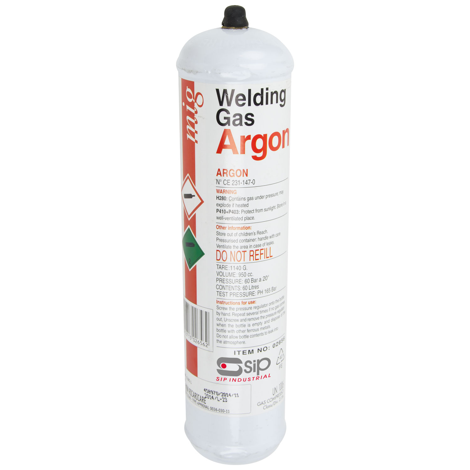 02656 SIP Argon Disposable Bottle for MIG Welding Process Welding Accessory