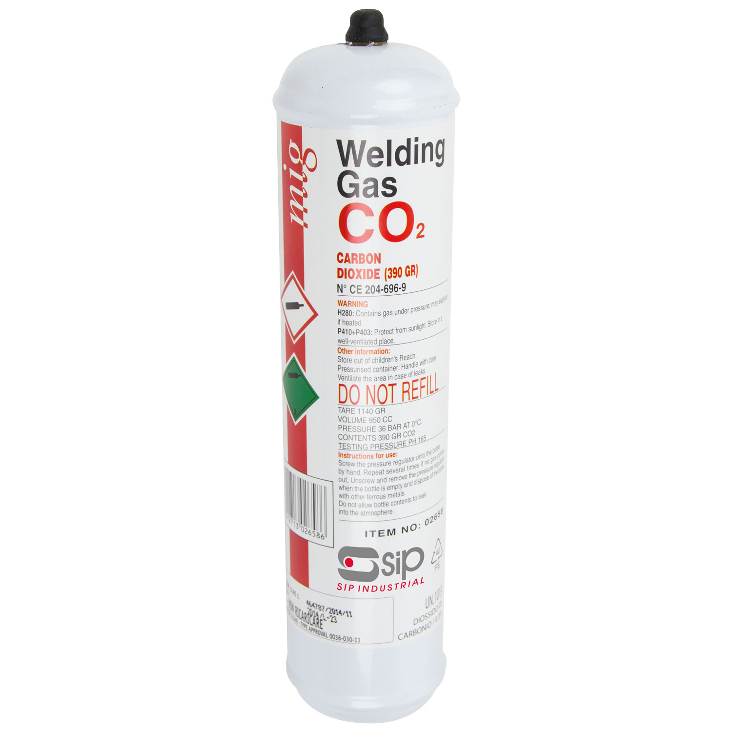 02658 SIP CO2 Disposable Bottle for MIG Welding Process Welding Accessory