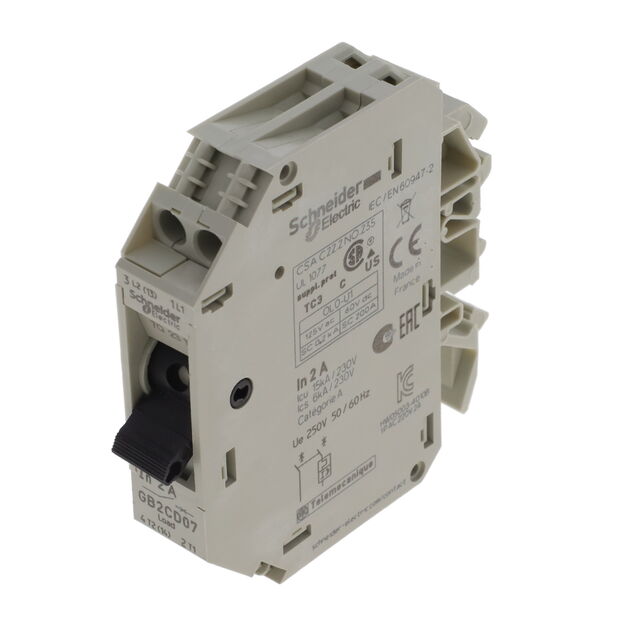 gb2cd07 Schneider Electric 2A 1P + N Pole Thermal Magnetic Circuit Breaker, 250V ac GB2