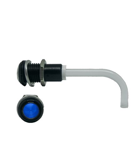 RHD-1100-2500-F9PZB67PR Bivar, Panel Mount Right Angle LED Light Pipe, Blue Round Lens