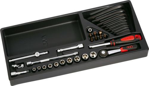 SAM 34-Piece Metric 1/4 in Standard Socket/Allen Key/Bit Set with Ratchet, 6 point; Phillips Bit; Pozidriv Bit; Slotted