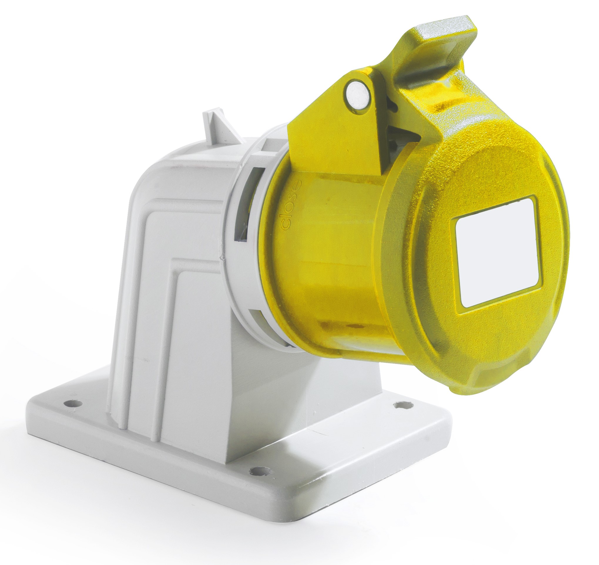 RS PRO IP44 Yellow Panel Mount 2P + E Industrial Power Socket, Rated At 32A, 100 → 130 V