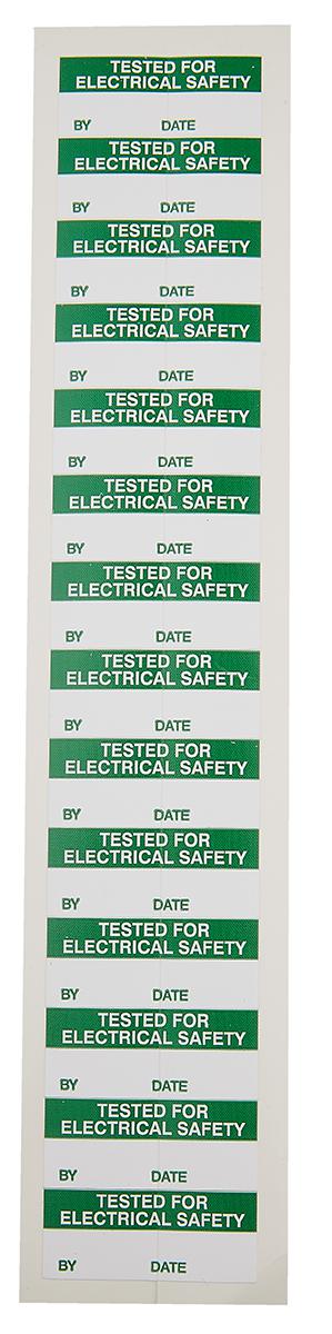 758-7989 RS PRO Adhesive Pre-Printed Adhesive Label-TESTED for ELECTRICAL SAFETY-. Quantity: 140 Per Pack
