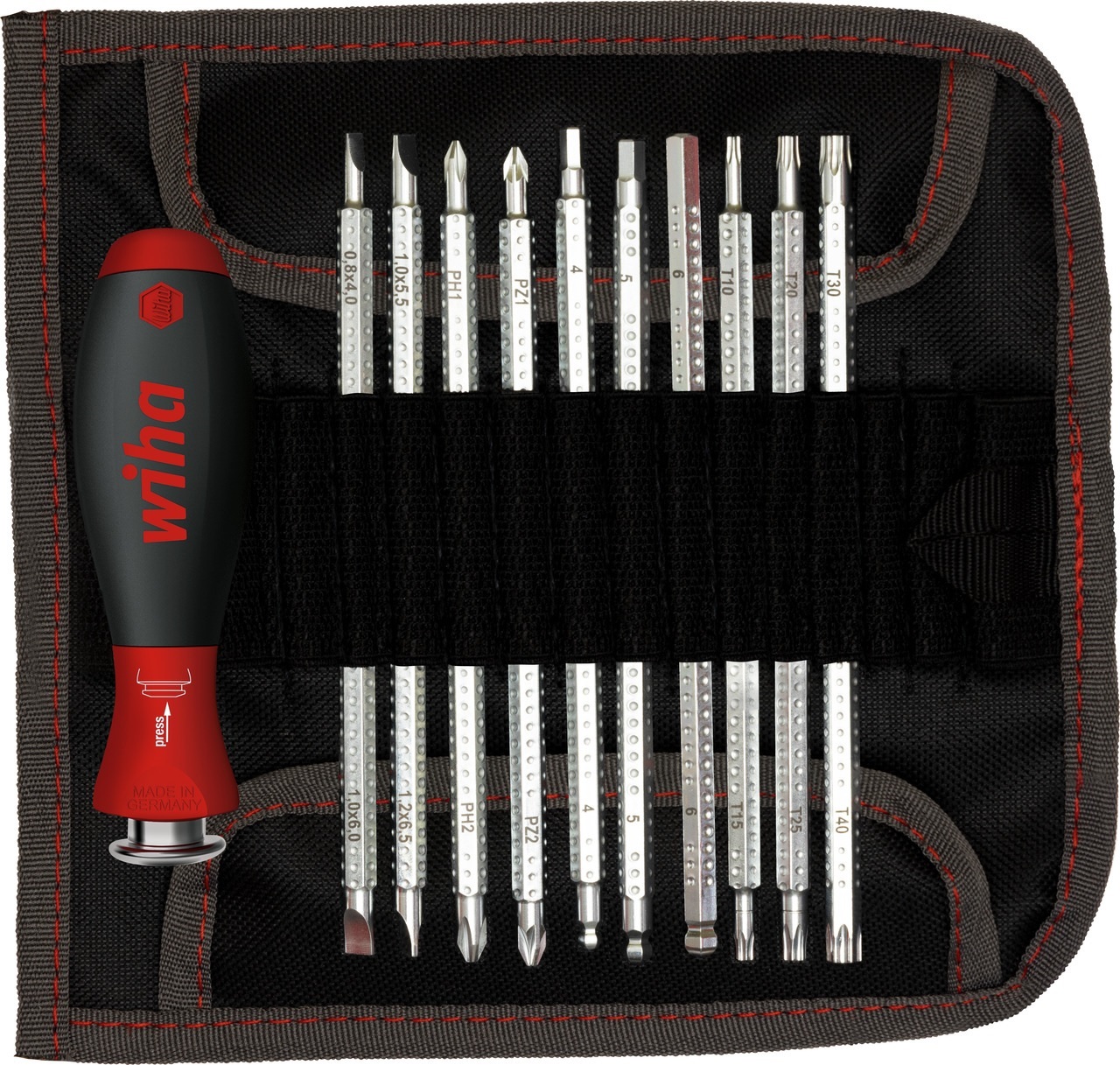 Wiha Hex Ball End, Phillips, Pozidriv, Torx Interchangeable Standard Screwdriver Set, 12-Piece