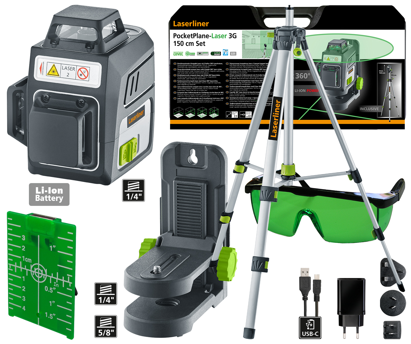 Laserliner 036.703A 515 nm Laser Colour Green Laser Level, 3