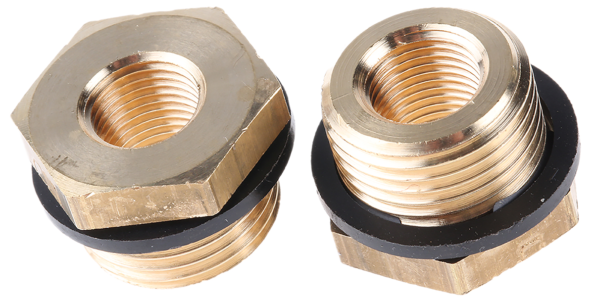 Legris Brass Pipe Fitting, Straight Threaded Reducer, Male G 3/8in to Female G 1/8in