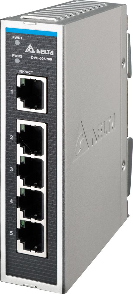 Delta Electronics DVS Series DIN Rail, Wall Industrial Ethernet Switch, 5 RJ45 Ports, 1000Mbit/s Transmission, 12