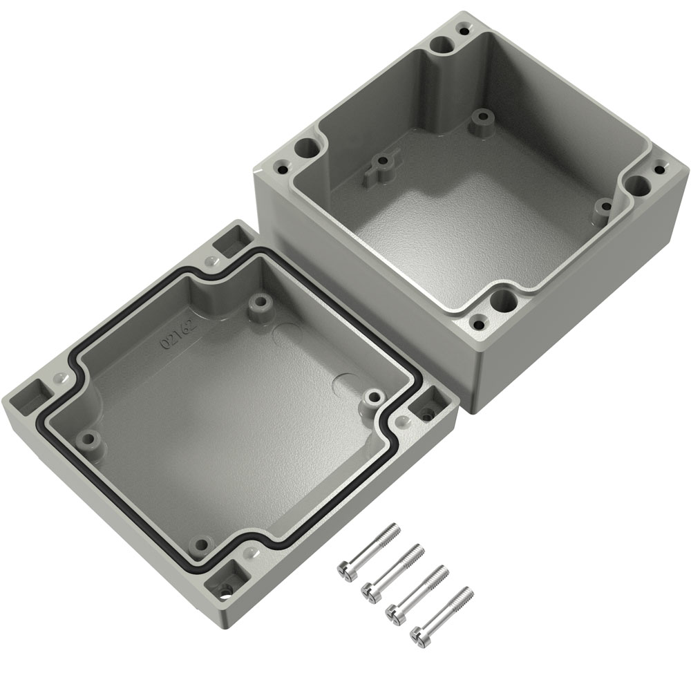 041010060 Rose Aluform Series Grey Die Cast Aluminium Enclosure, IP66, IK09 61 mm, 100 mm, 100 mm