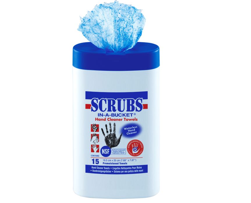SCRUBS® SCRUBS IN A BUCKET Wet Hand Wipes, Box of 15 Per Pack