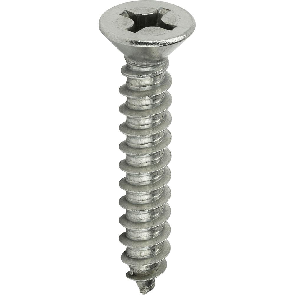 RS PRO Zinc Plated Steel Flat Head Self Tapping Screw, N°#14 x 1 1/4in Long