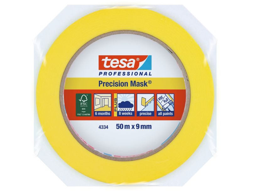 Tesa Yellow tesa Professional 4334 Precision Mask Masking Tape 9mm x 50 m