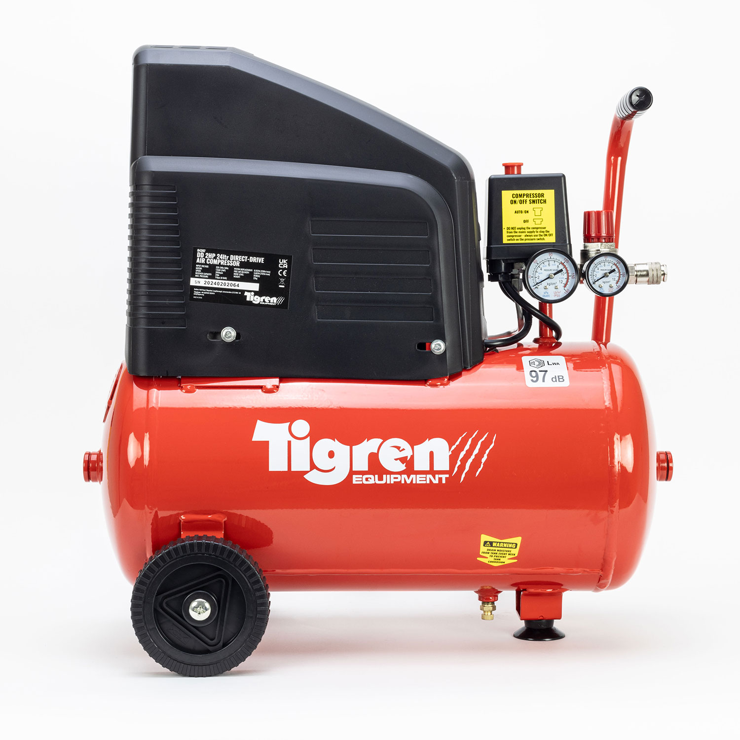 04397 SIP 2 HP Air Compressor, 116 psi, 22 kg, 24 L