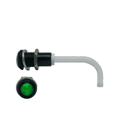 RHD-1100-2000-F9PZG67PR Bivar, Panel Mount Right Angle LED Light Pipe, Green Round Lens
