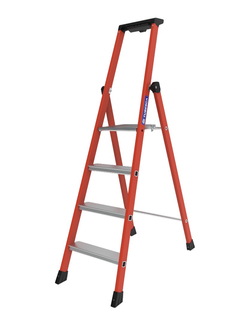 TUBESCA Fibreglass 4 steps Step Ladder, 0.92m platform height, 1.58 m open length