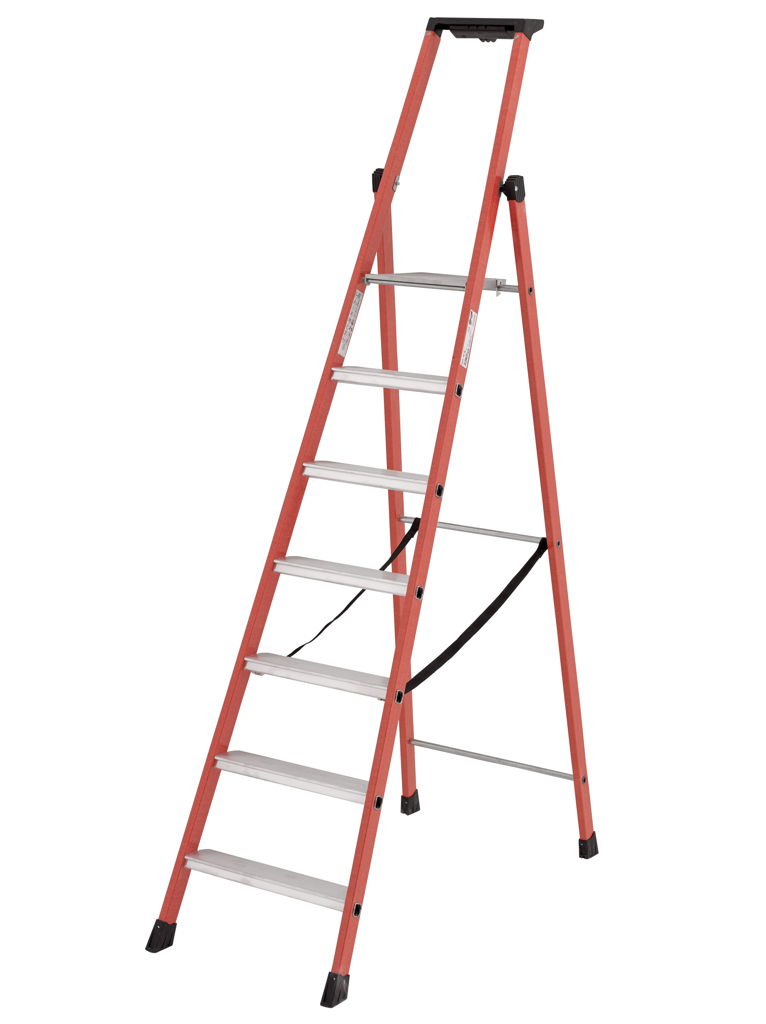 TUBESCA Fibreglass 7 steps Step Ladder, 1.61m platform height, 2.27 m open length