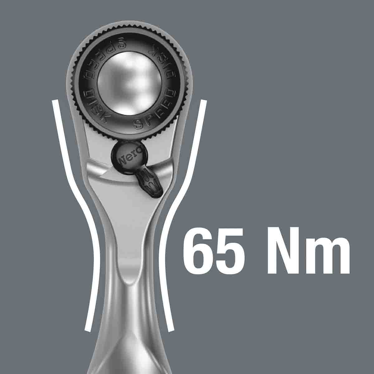 05003793001 Wera 1/4 in Ratchet with Ergonomic Handle, 87mm Overall