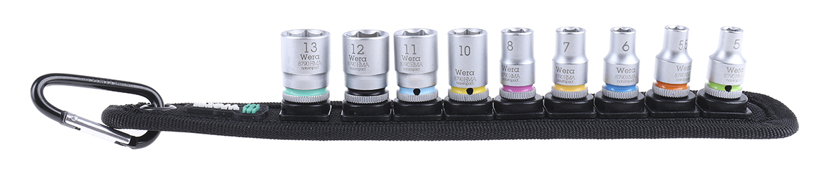 05003883001 Wera 9-Piece 1/4 in Zyklop Socket Set