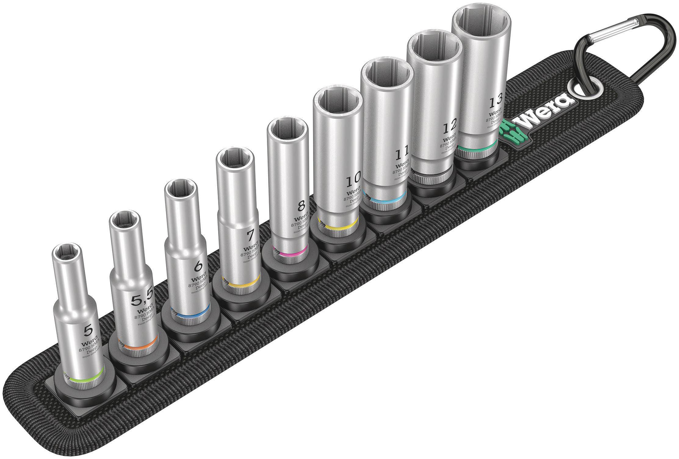 Wera 9-Piece 1/4 in Deep Socket Set