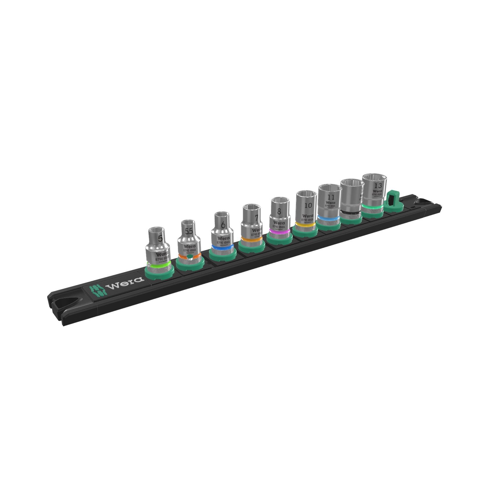 Wera 9-Piece 1/4 in Standard Socket Rail