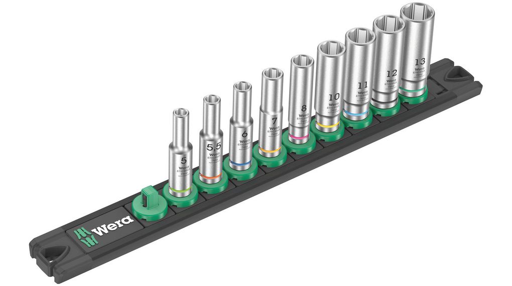 Wera 9-Piece 1/4 in Standard Socket Rail