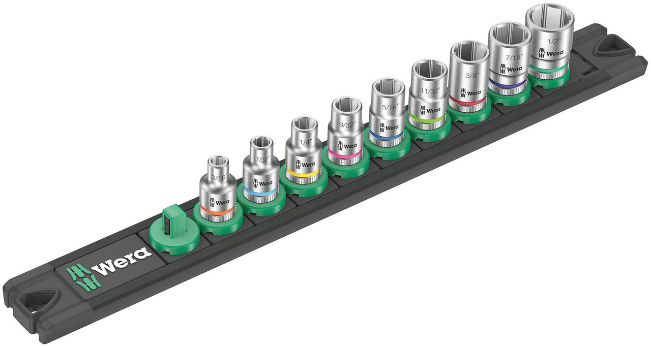 Wera 9-Piece 1/4 in Standard Socket Rail