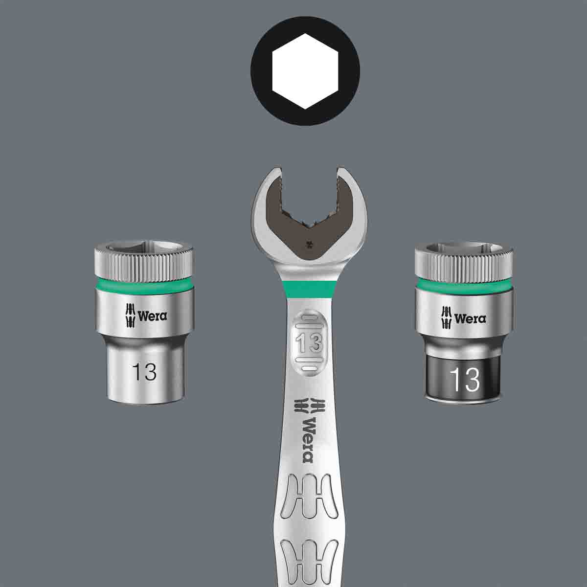 05020241001 Wera 8-Piece Ring Spanner Set, 7/16 to 3/4 in, Chrome Molybdenum Steel
